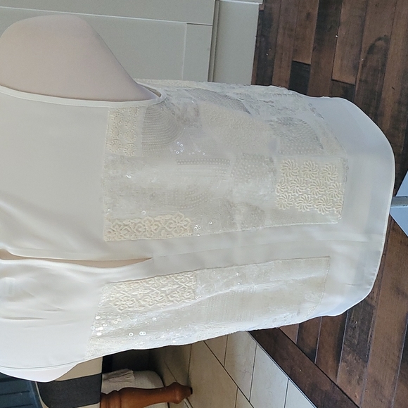 State Cream sequined dressy tank. Size medium. - Picture 7 of 12